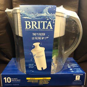 Brita Grand 10-Cup White Water Filter Pitcher + 1 Filter